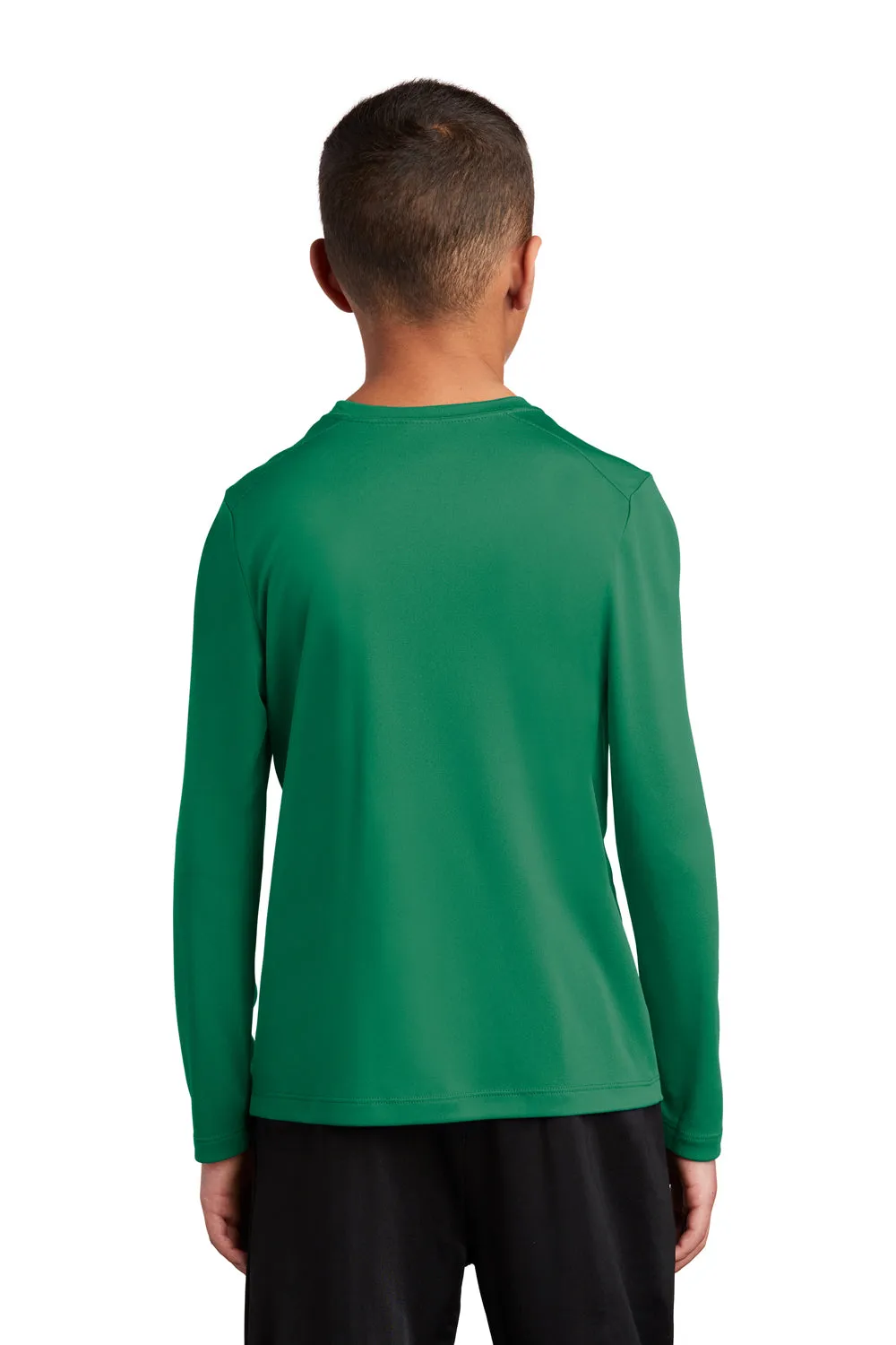 Sport-Tek Youth Moisture Wicking Long Sleeve Crewneck T-Shirt - Kelly Green - Closeout