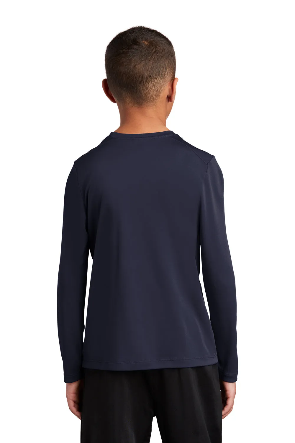 Sport-Tek Youth Moisture Wicking Long Sleeve Crewneck T-Shirt - True Navy Blue