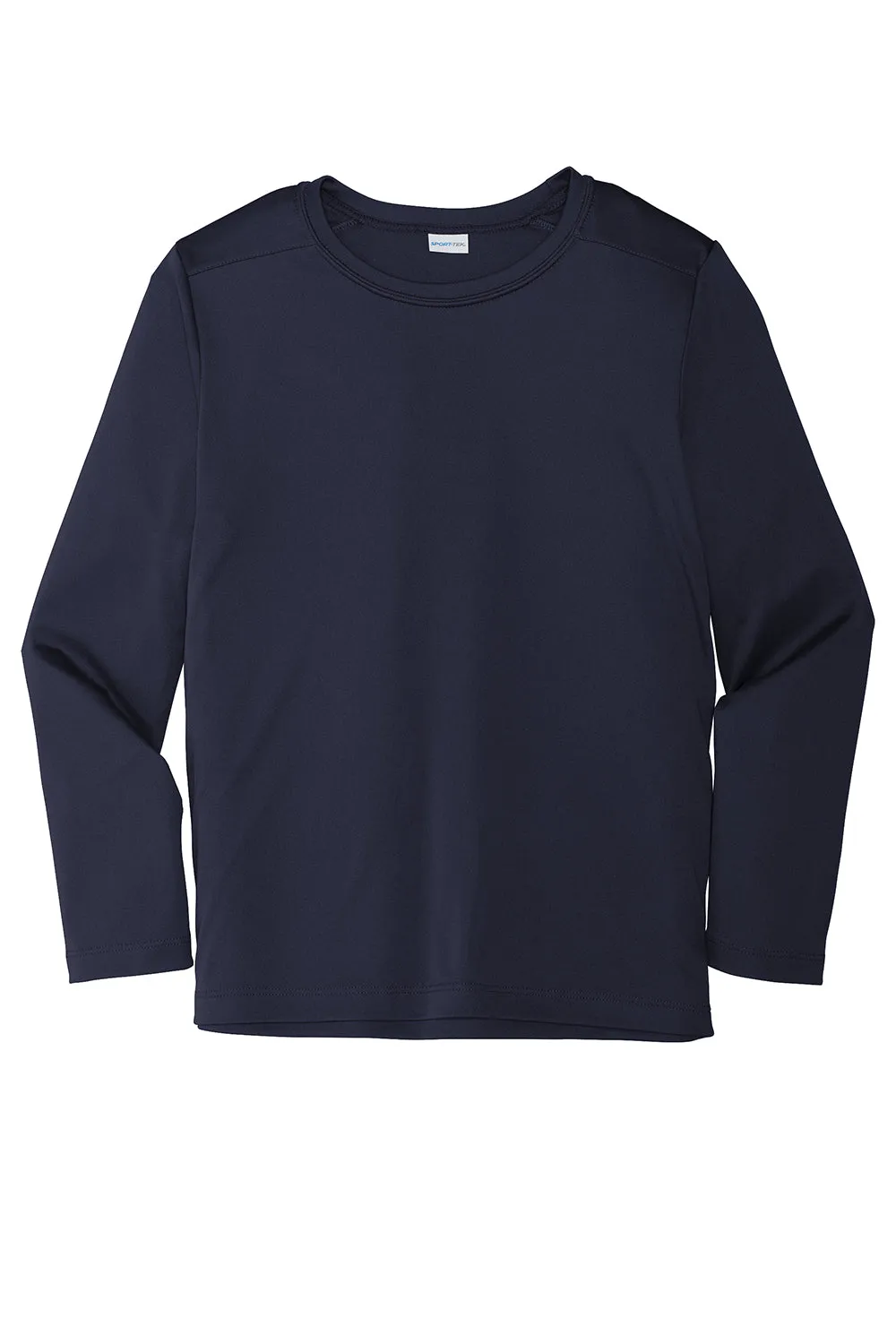 Sport-Tek Youth Moisture Wicking Long Sleeve Crewneck T-Shirt - True Navy Blue