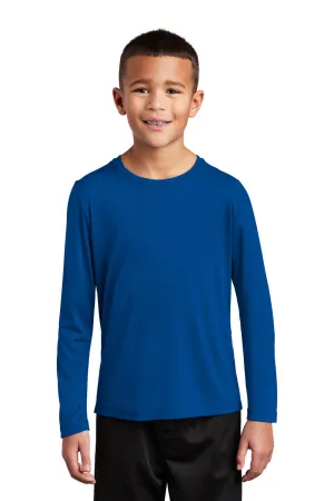 Sport-Tek Youth Moisture Wicking Long Sleeve Crewneck T-Shirt - True Royal Blue
