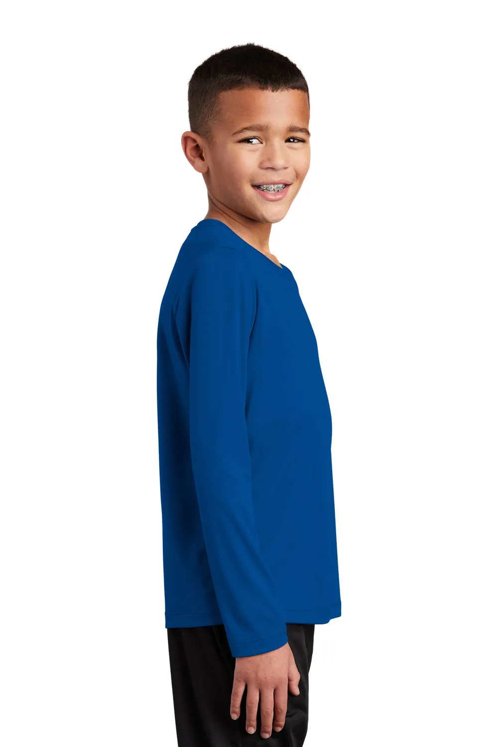 Sport-Tek Youth Moisture Wicking Long Sleeve Crewneck T-Shirt - True Royal Blue