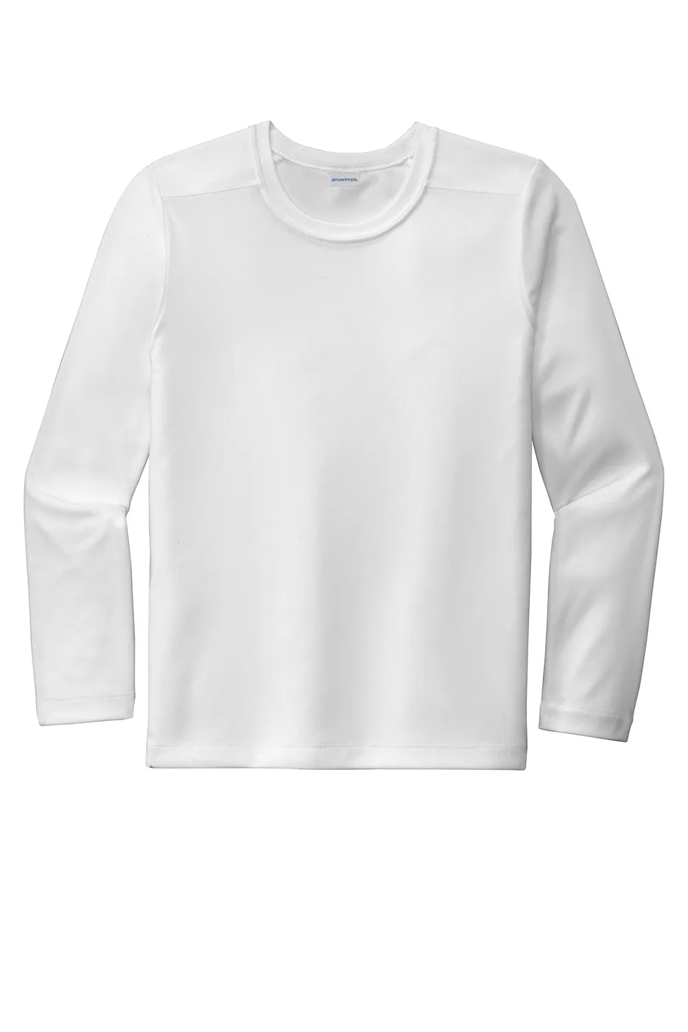 Sport-Tek Youth Moisture Wicking Long Sleeve Crewneck T-Shirt - White