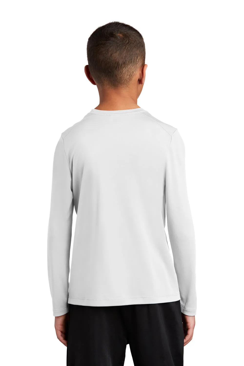 Sport-Tek Youth Moisture Wicking Long Sleeve Crewneck T-Shirt - White