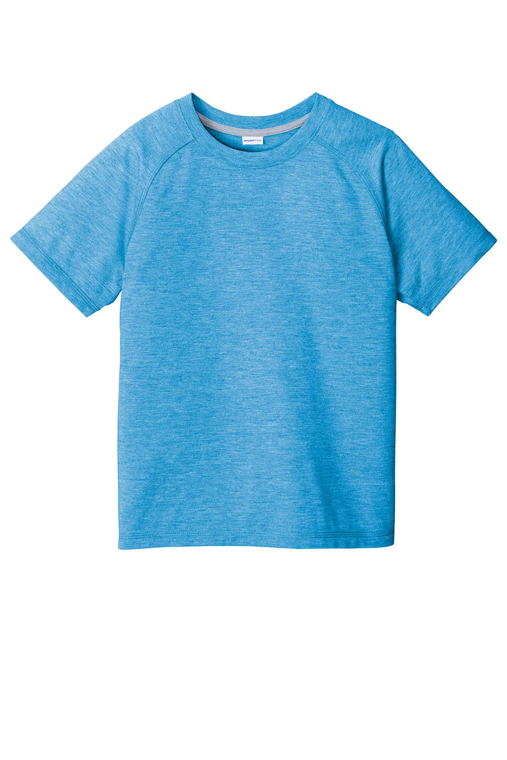 Sport-Tek Youth Moisture Wicking Short Sleeve Crewneck T-Shirt - Heather Pond Blue - Closeout