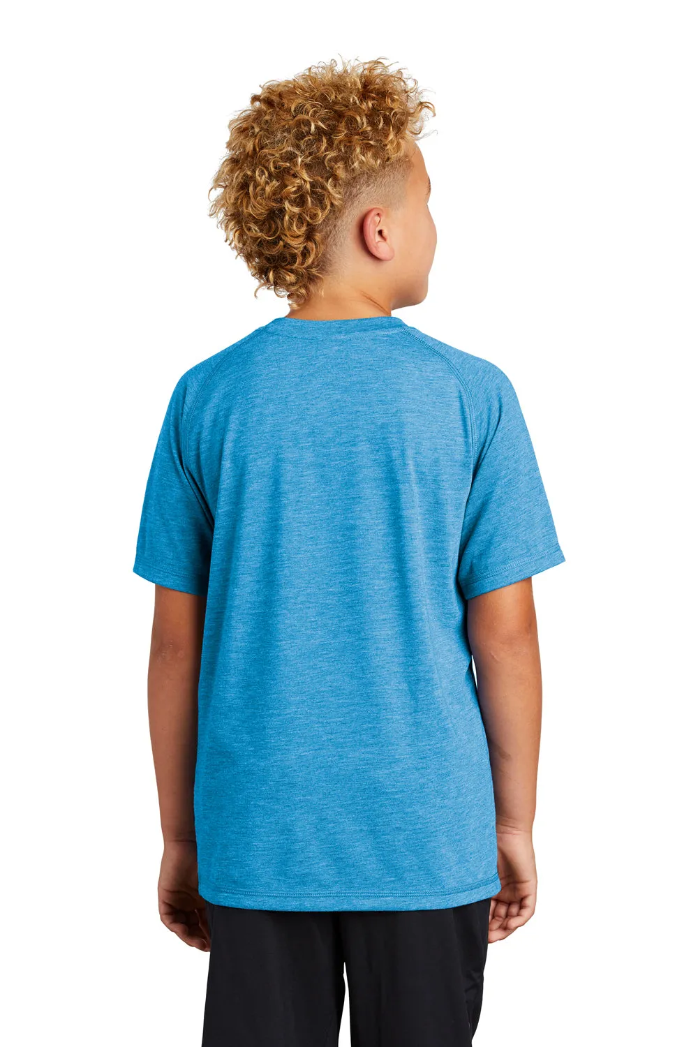 Sport-Tek Youth Moisture Wicking Short Sleeve Crewneck T-Shirt - Heather Pond Blue - Closeout