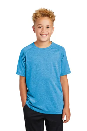 Sport-Tek Youth Moisture Wicking Short Sleeve Crewneck T-Shirt - Heather Pond Blue - Closeout
