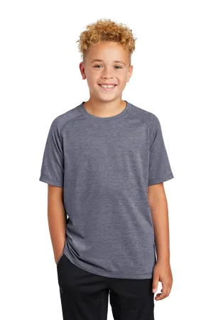Sport-Tek Youth Moisture Wicking Short Sleeve Crewneck T-Shirt - Heather True Navy Blue