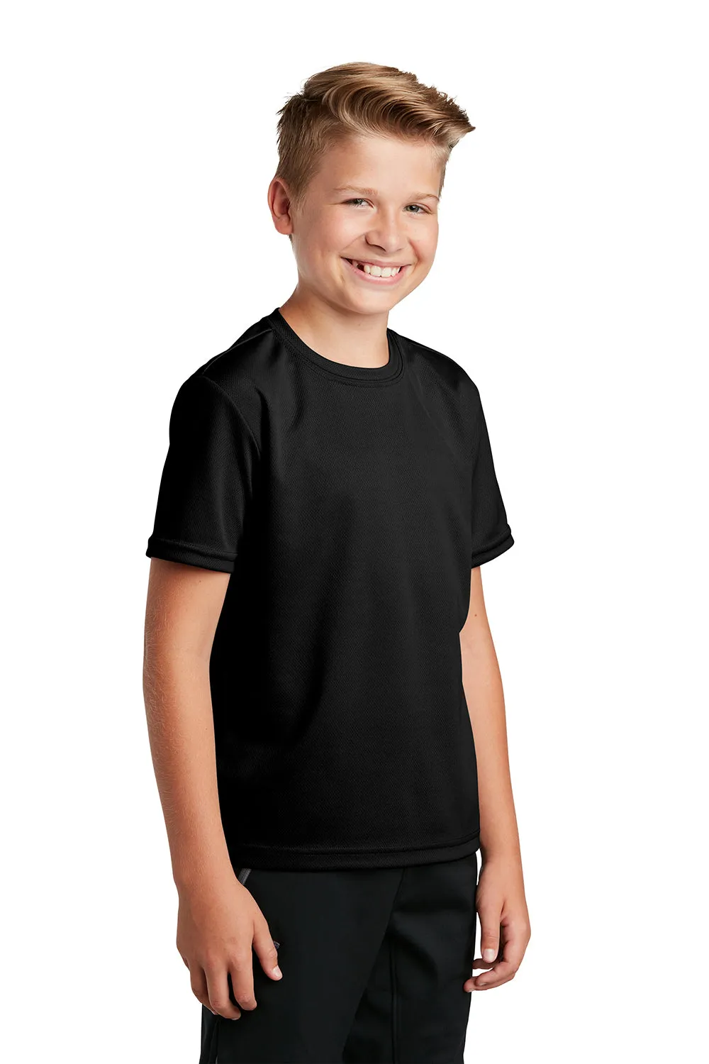Sport-Tek Youth RacerMesh Moisture Wicking Short Sleeve Crewneck T-Shirt - Black