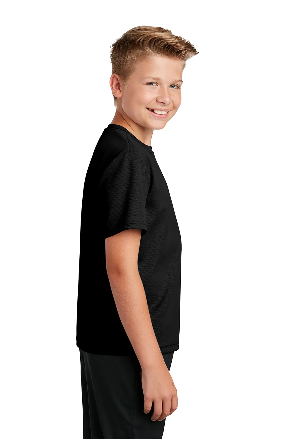 Sport-Tek Youth RacerMesh Moisture Wicking Short Sleeve Crewneck T-Shirt - Black