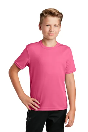 Sport-Tek Youth RacerMesh Moisture Wicking Short Sleeve Crewneck T-Shirt - Bright Pink - Closeout