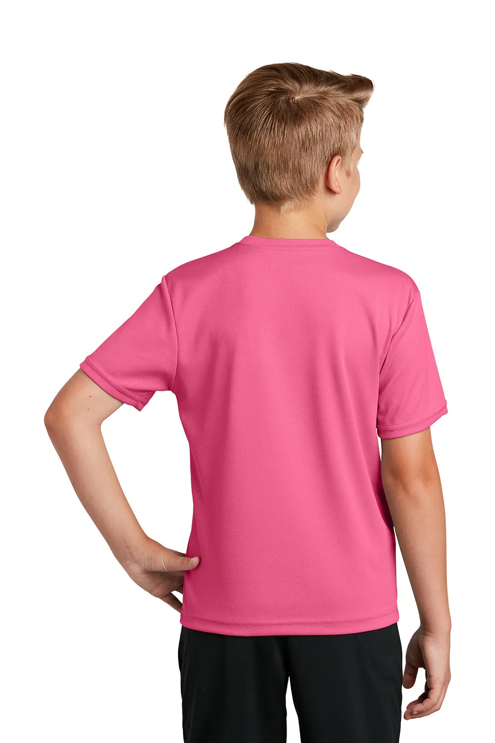 Sport-Tek Youth RacerMesh Moisture Wicking Short Sleeve Crewneck T-Shirt - Bright Pink - Closeout