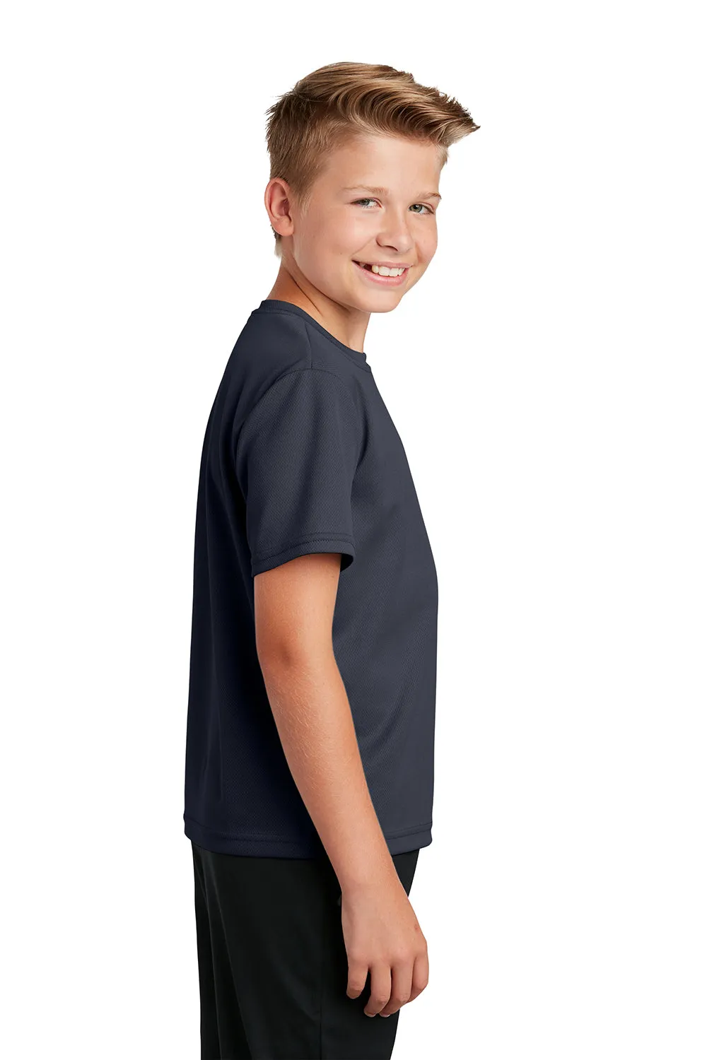 Sport-Tek Youth RacerMesh Moisture Wicking Short Sleeve Crewneck T-Shirt - Graphite Grey - Closeout