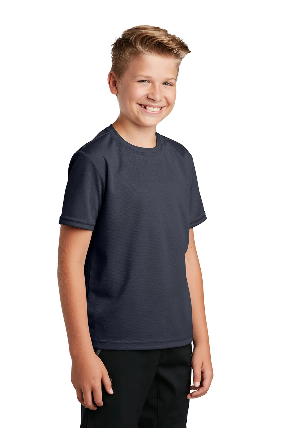 Sport-Tek Youth RacerMesh Moisture Wicking Short Sleeve Crewneck T-Shirt - Graphite Grey - Closeout