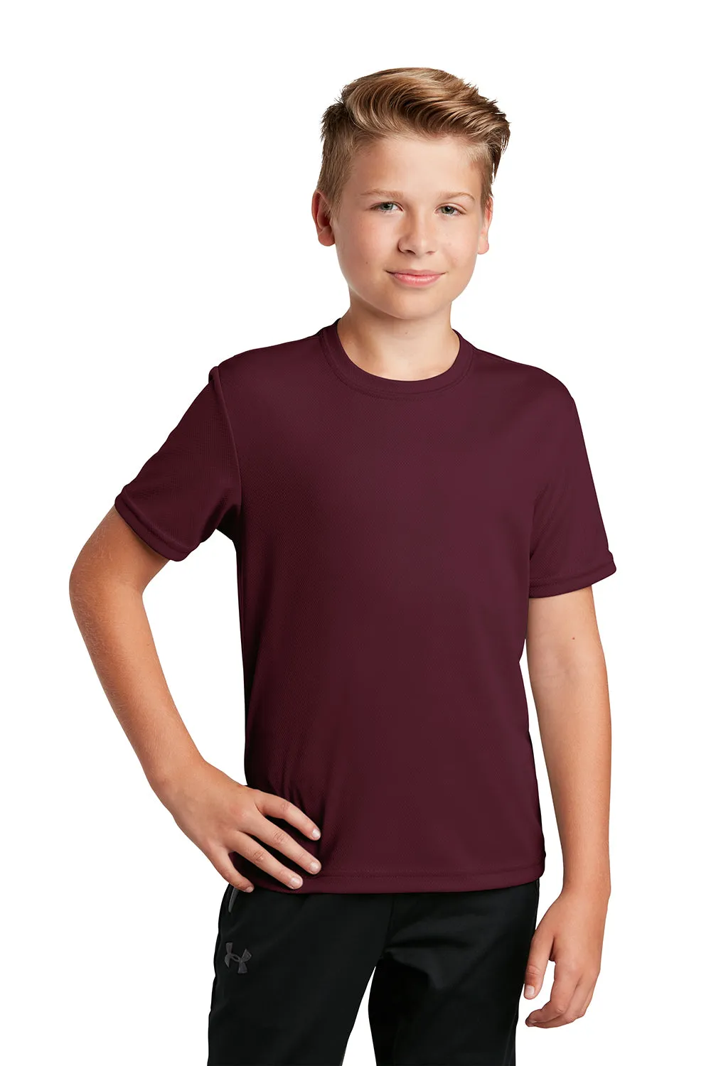 Sport-Tek Youth RacerMesh Moisture Wicking Short Sleeve Crewneck T-Shirt - Maroon - Closeout