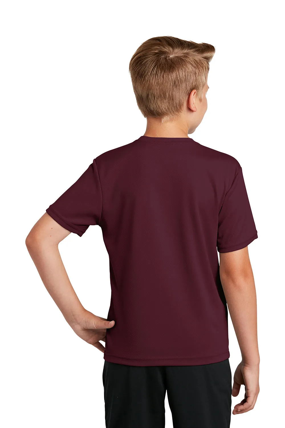 Sport-Tek Youth RacerMesh Moisture Wicking Short Sleeve Crewneck T-Shirt - Maroon - Closeout