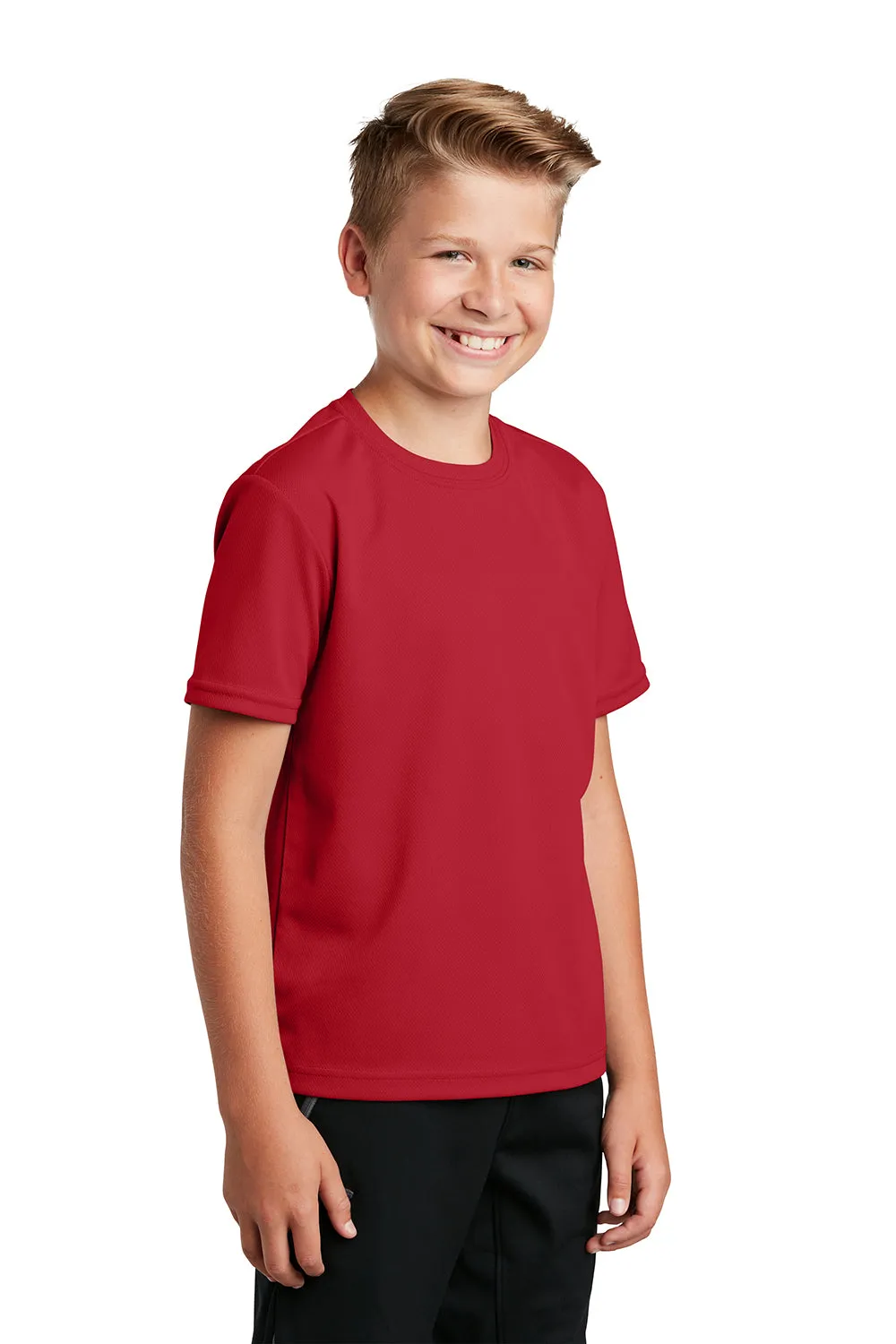 Sport-Tek Youth RacerMesh Moisture Wicking Short Sleeve Crewneck T-Shirt - True Red