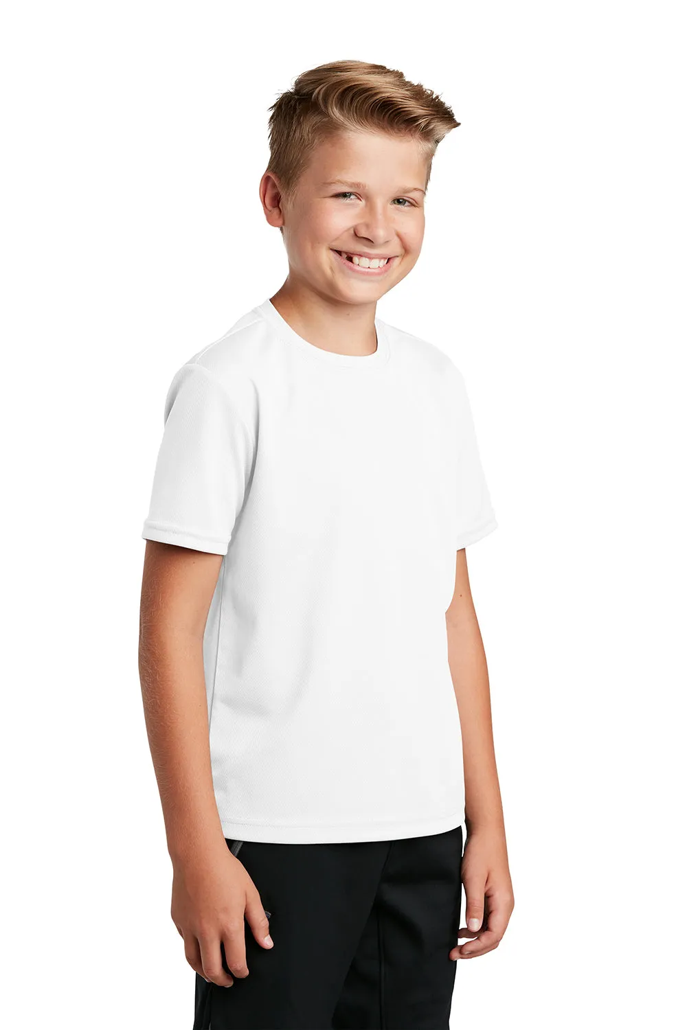 Sport-Tek Youth RacerMesh Moisture Wicking Short Sleeve Crewneck T-Shirt - White