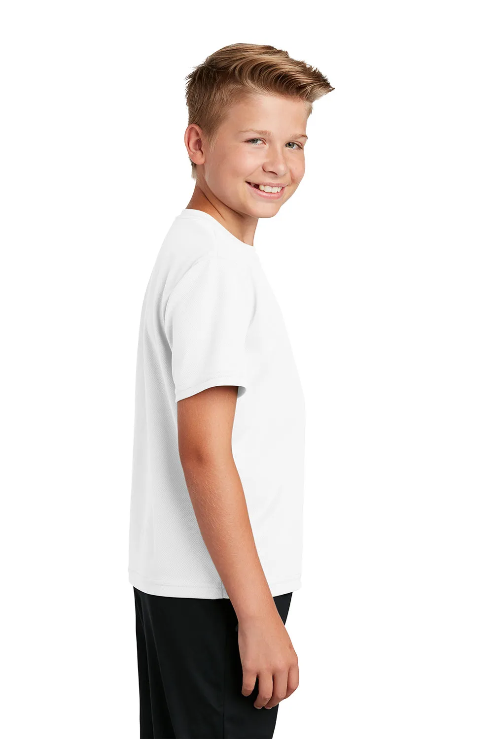 Sport-Tek Youth RacerMesh Moisture Wicking Short Sleeve Crewneck T-Shirt - White
