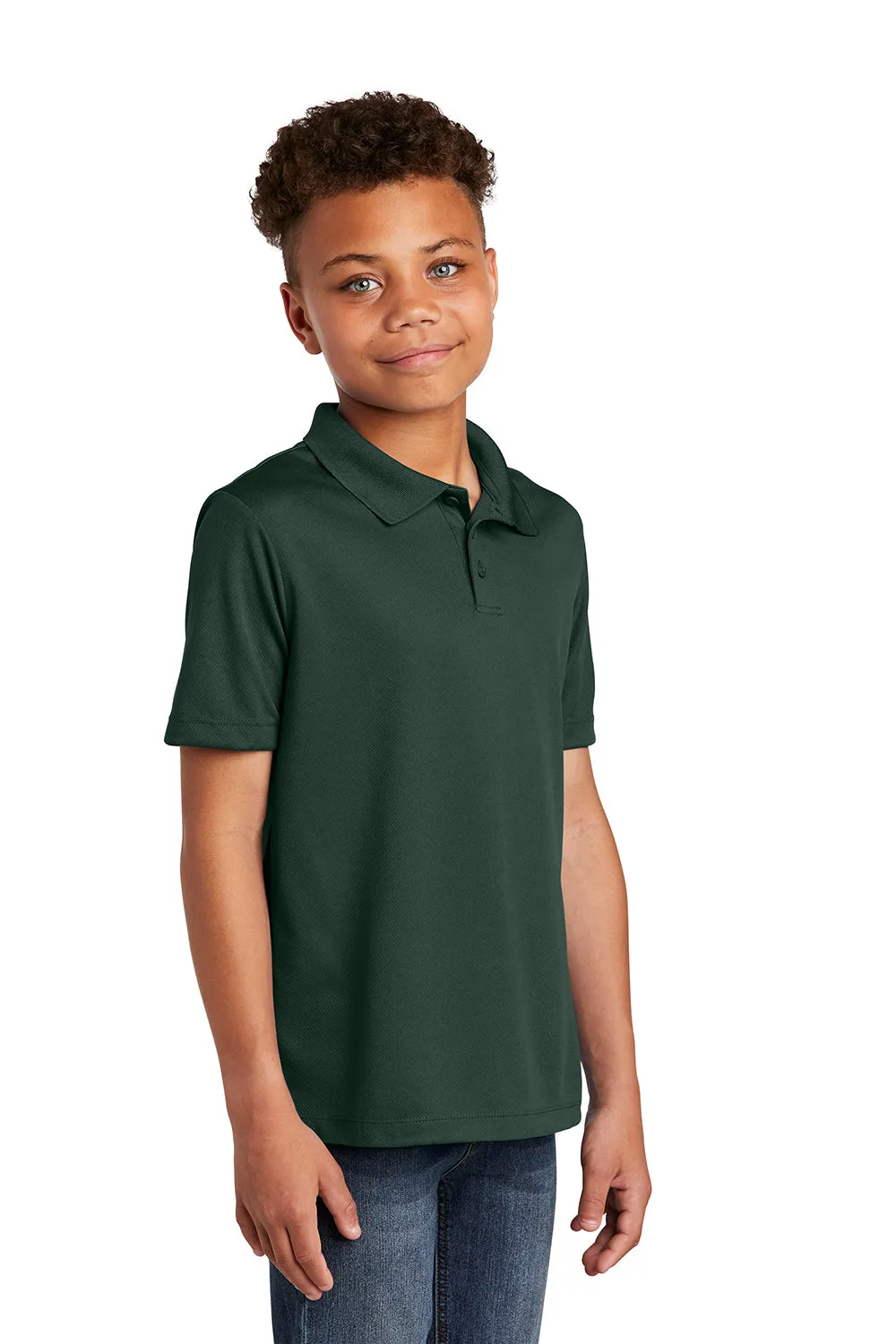 Sport-Tek Youth RacerMesh Moisture Wicking Short Sleeve Polo Shirt - Dark Forest Green
