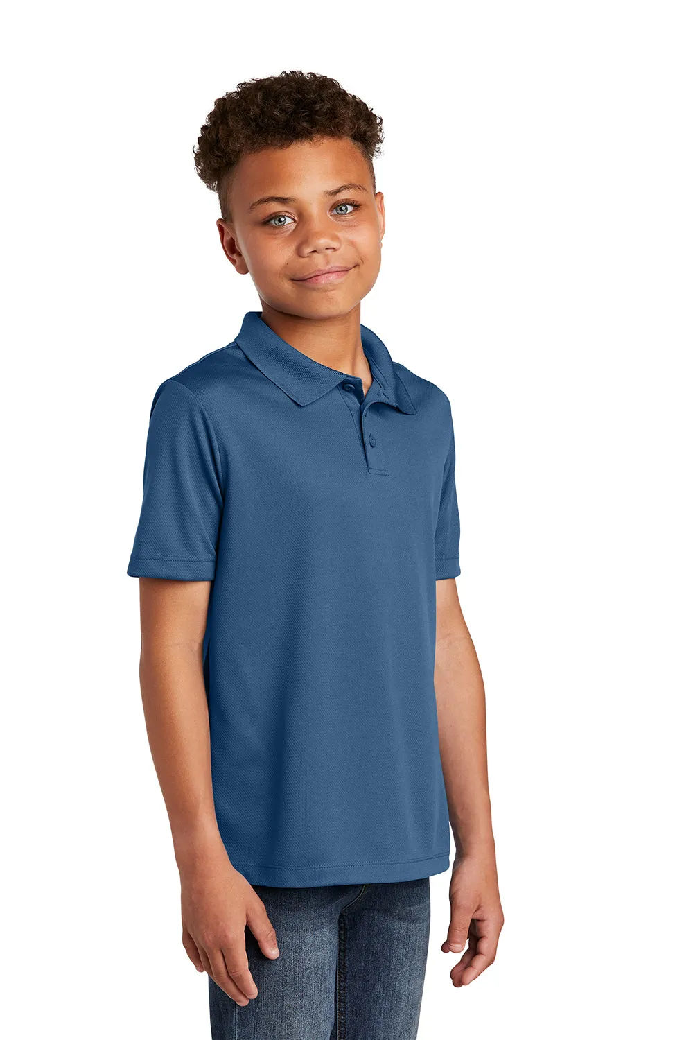 Sport-Tek Youth RacerMesh Moisture Wicking Short Sleeve Polo Shirt - Dawn Blue