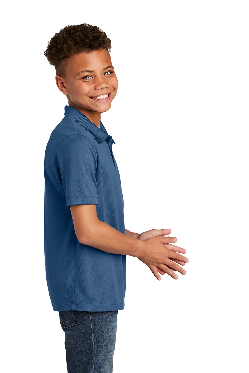 Sport-Tek Youth RacerMesh Moisture Wicking Short Sleeve Polo Shirt - Dawn Blue