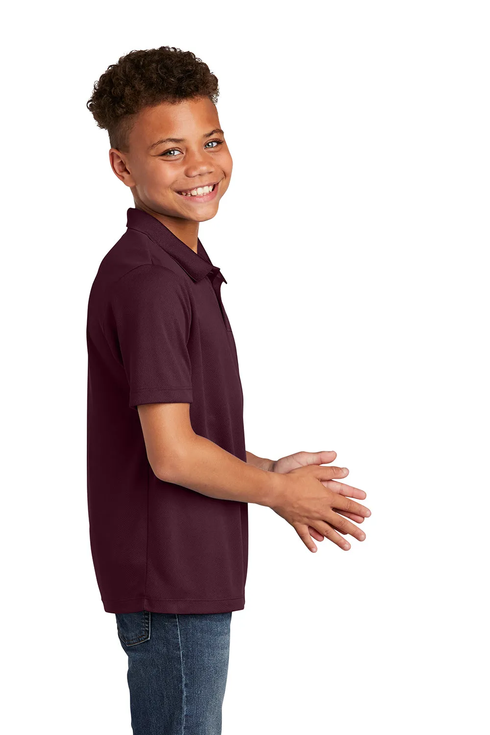 Sport-Tek Youth RacerMesh Moisture Wicking Short Sleeve Polo Shirt - Maroon