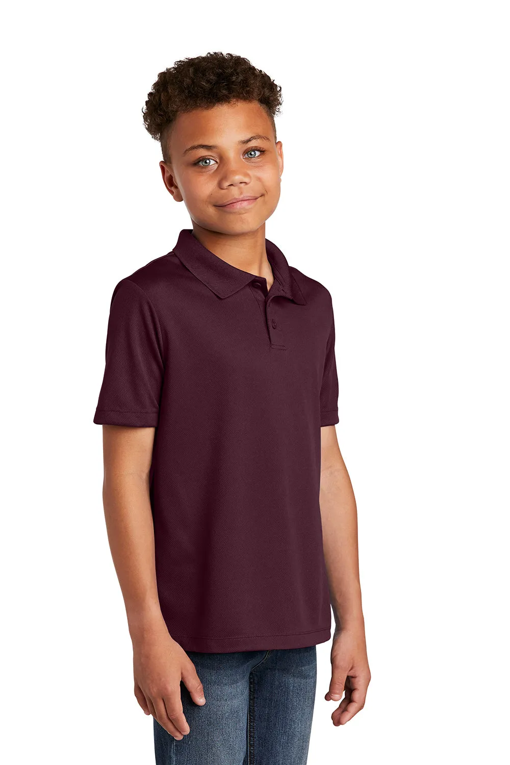 Sport-Tek Youth RacerMesh Moisture Wicking Short Sleeve Polo Shirt - Maroon