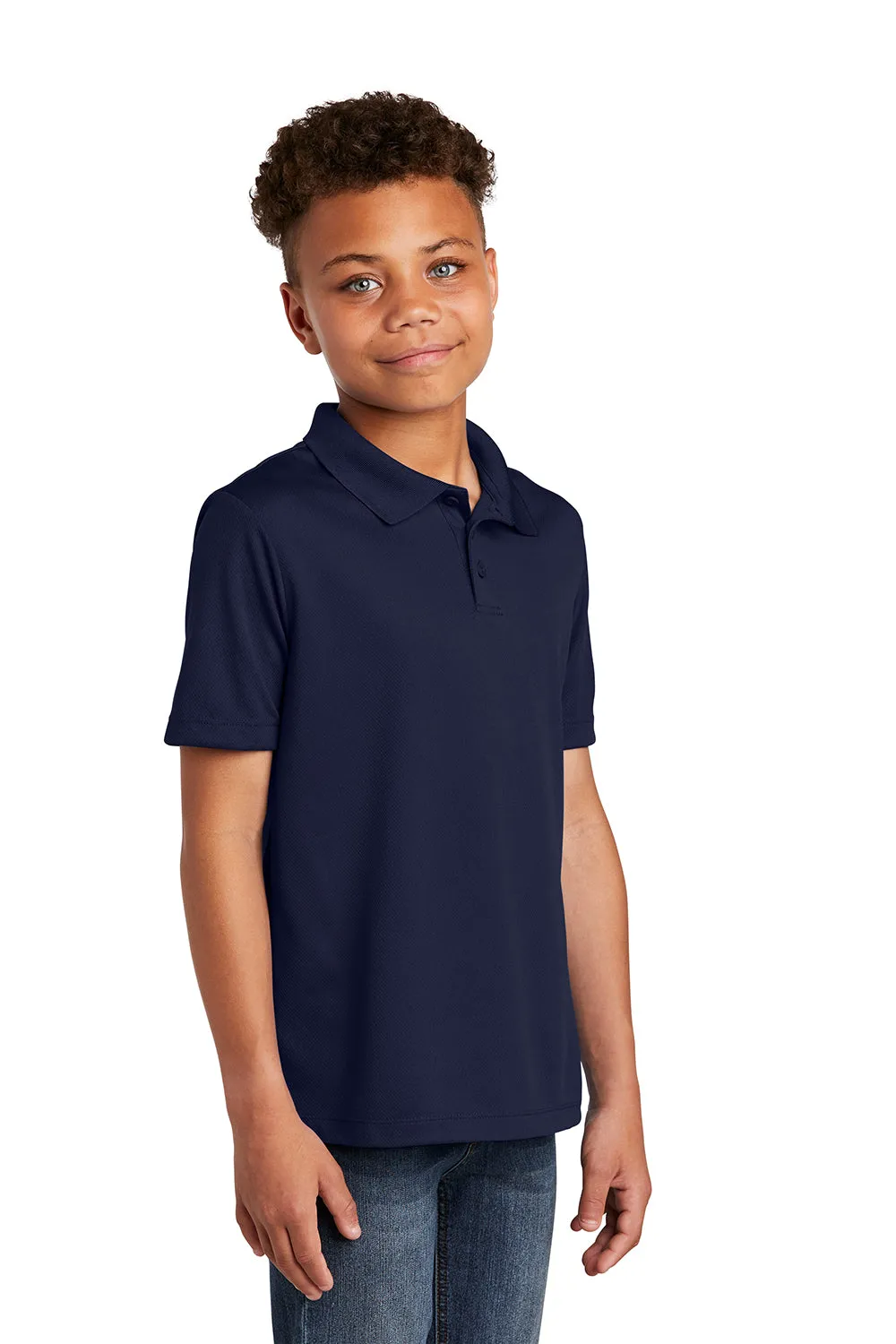 Sport-Tek Youth RacerMesh Moisture Wicking Short Sleeve Polo Shirt - True Navy Blue
