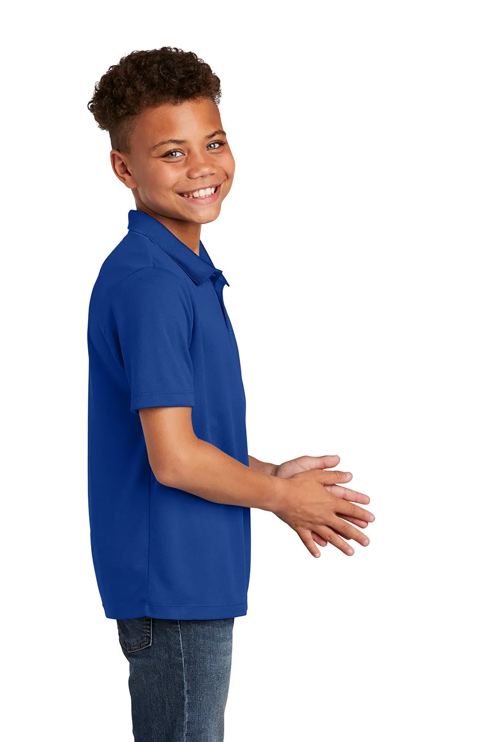 Sport-Tek Youth RacerMesh Moisture Wicking Short Sleeve Polo Shirt - True Royal Blue