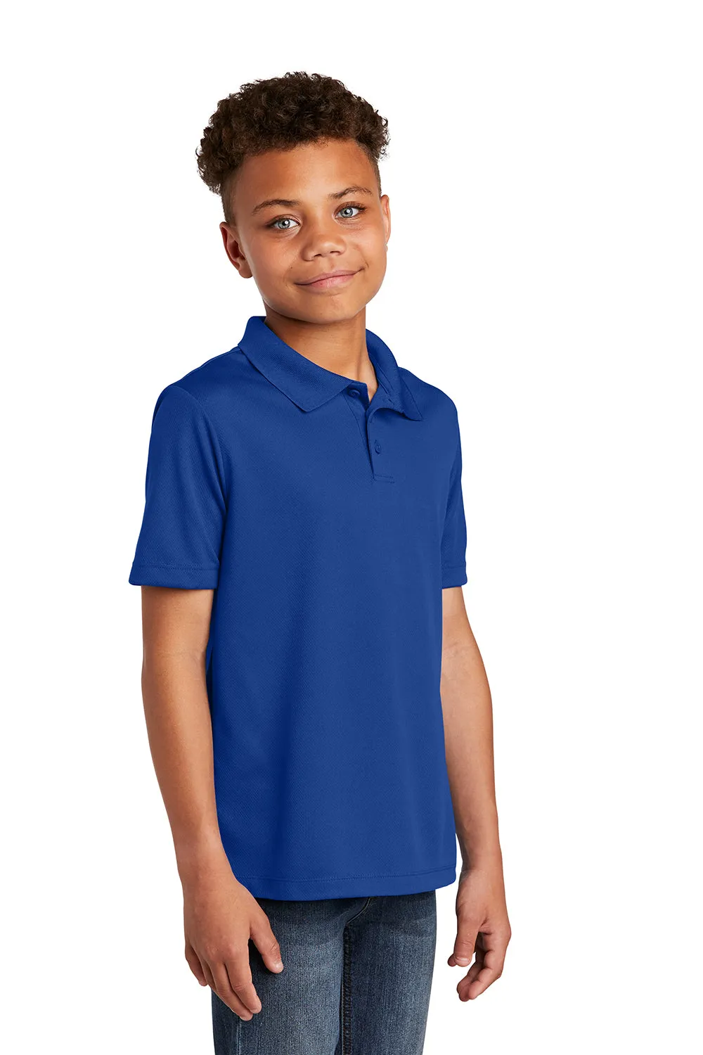 Sport-Tek Youth RacerMesh Moisture Wicking Short Sleeve Polo Shirt - True Royal Blue