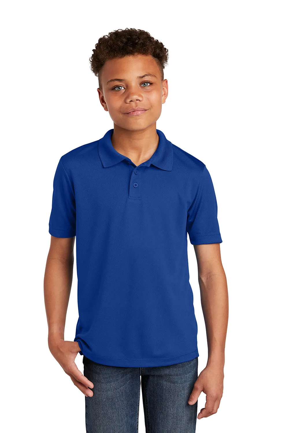 Sport-Tek Youth RacerMesh Moisture Wicking Short Sleeve Polo Shirt - True Royal Blue