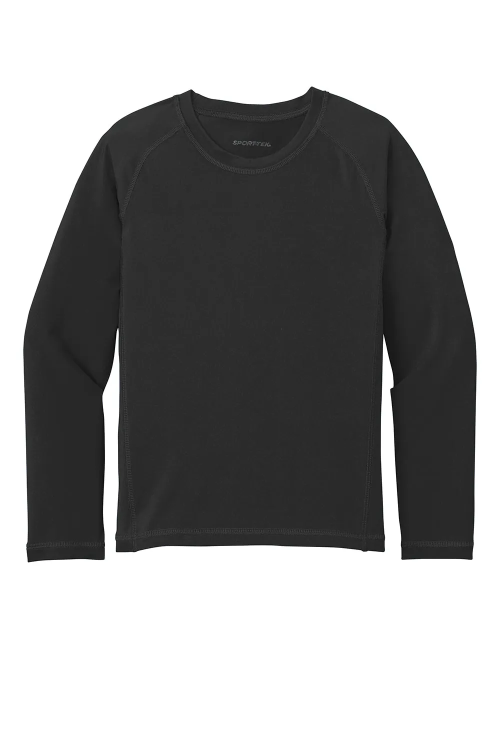 Sport-Tek Youth Rashguard Moisture Wicking Long Sleeve Crewneck T-Shirt - Black