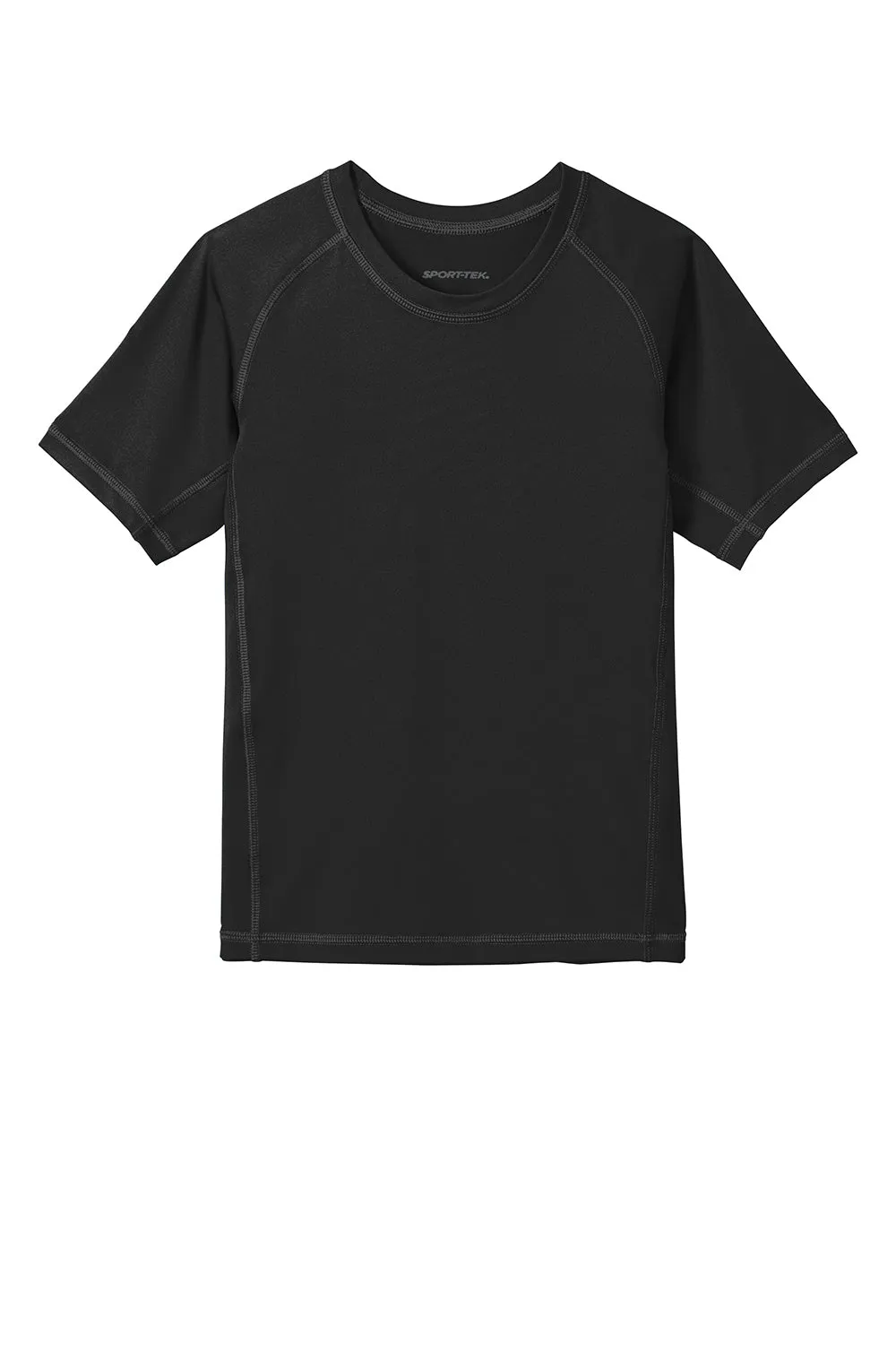 Sport-Tek Youth Rashguard Moisture Wicking Short Sleeve Crewneck T-Shirt - Black
