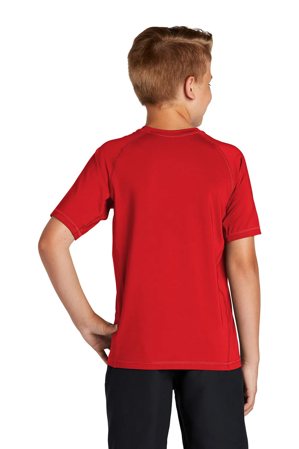 Sport-Tek Youth Rashguard Moisture Wicking Short Sleeve Crewneck T-Shirt - True Red