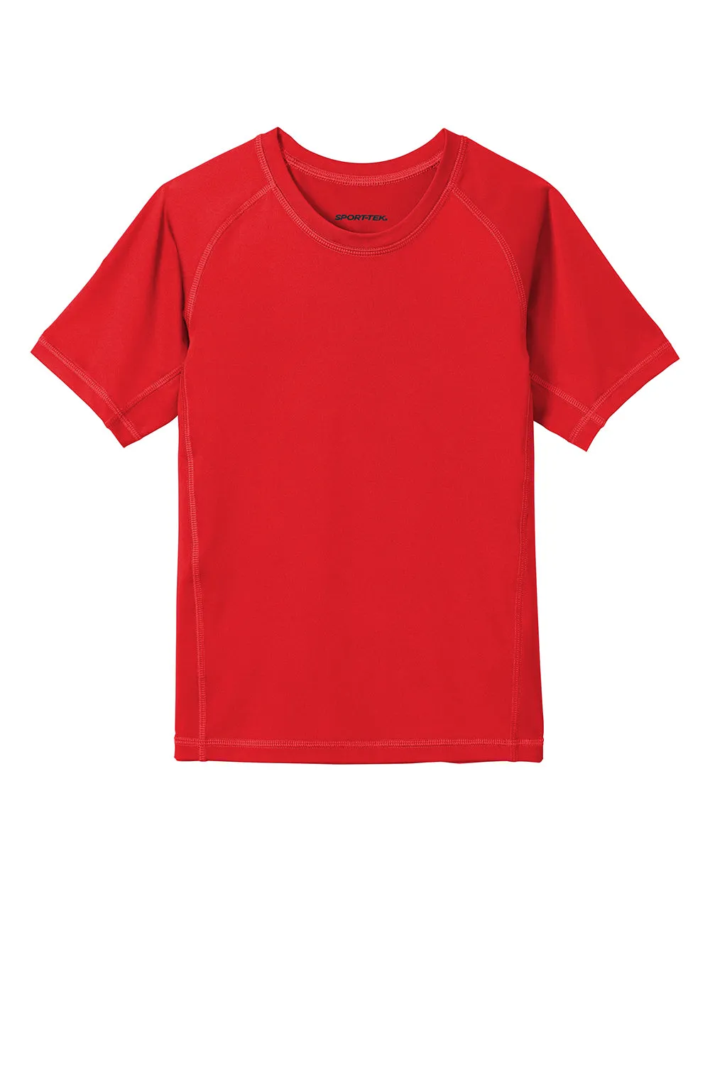Sport-Tek Youth Rashguard Moisture Wicking Short Sleeve Crewneck T-Shirt - True Red