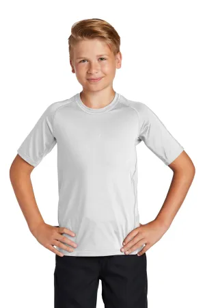 Sport-Tek Youth Rashguard Moisture Wicking Short Sleeve Crewneck T-Shirt - White