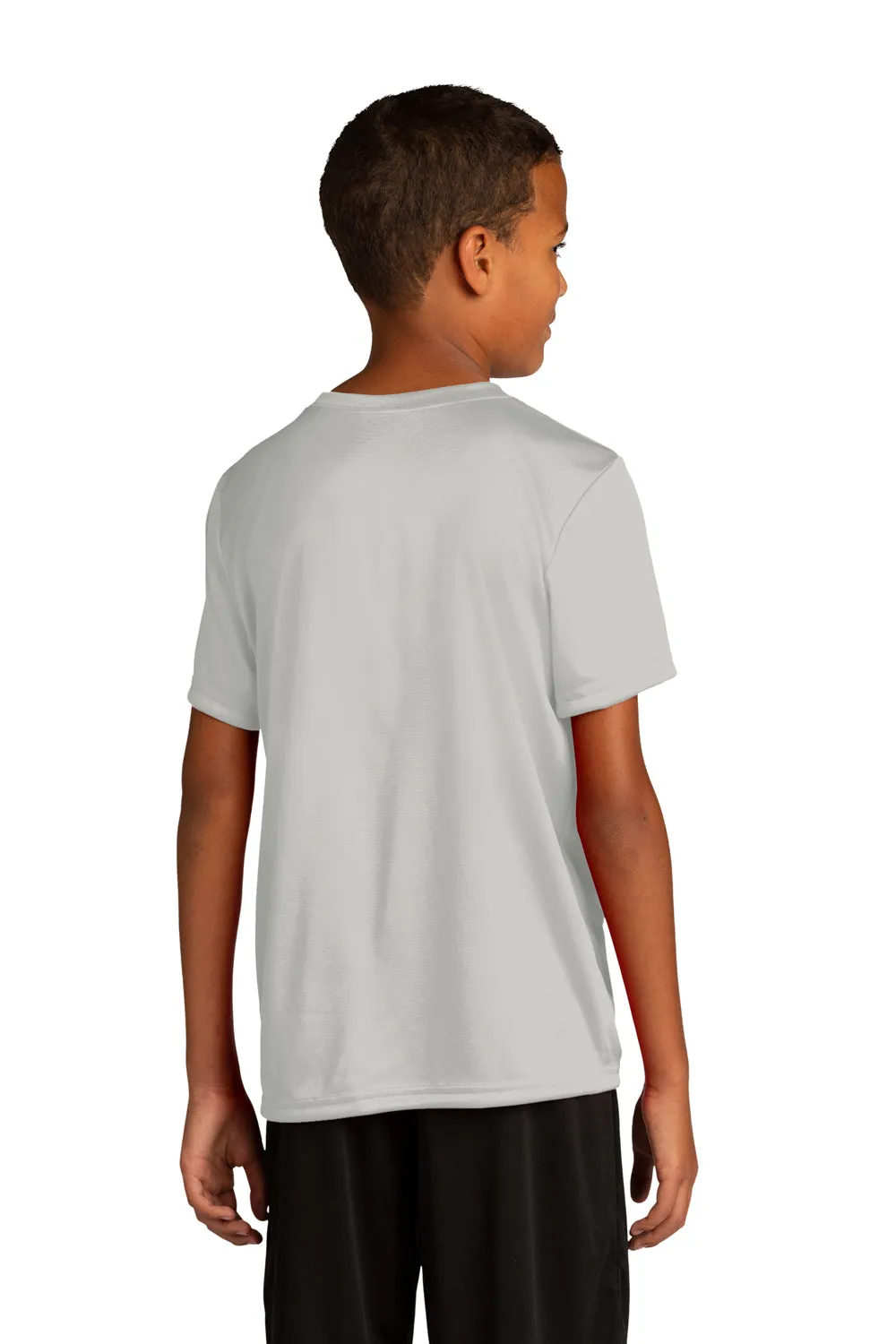 Sport-Tek Youth Re-Compete Moisture Wicking Short Sleeve Crewneck T-Shirt - Silver Grey