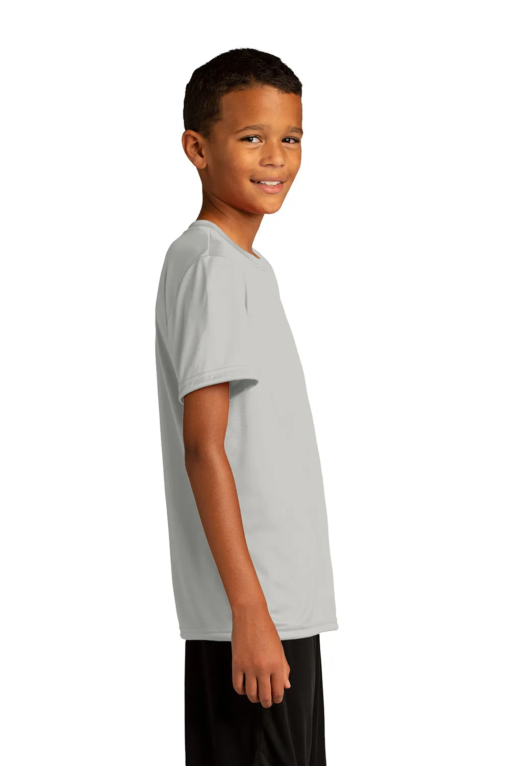 Sport-Tek Youth Re-Compete Moisture Wicking Short Sleeve Crewneck T-Shirt - Silver Grey