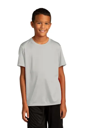 Sport-Tek Youth Re-Compete Moisture Wicking Short Sleeve Crewneck T-Shirt - Silver Grey