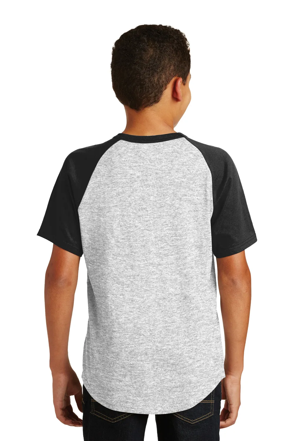 Sport-Tek Youth Short Sleeve Crewneck T-Shirt - Heather Grey/Black