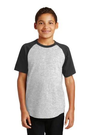 Sport-Tek Youth Short Sleeve Crewneck T-Shirt - Heather Grey/Black