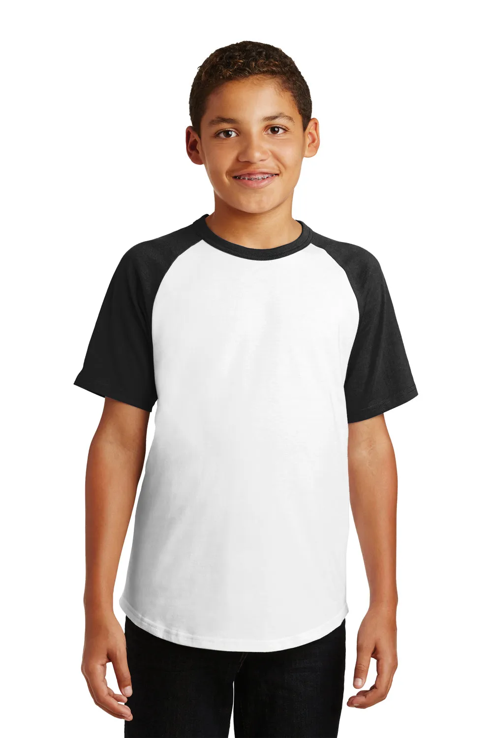 Sport-Tek Youth Short Sleeve Crewneck T-Shirt - White/Black