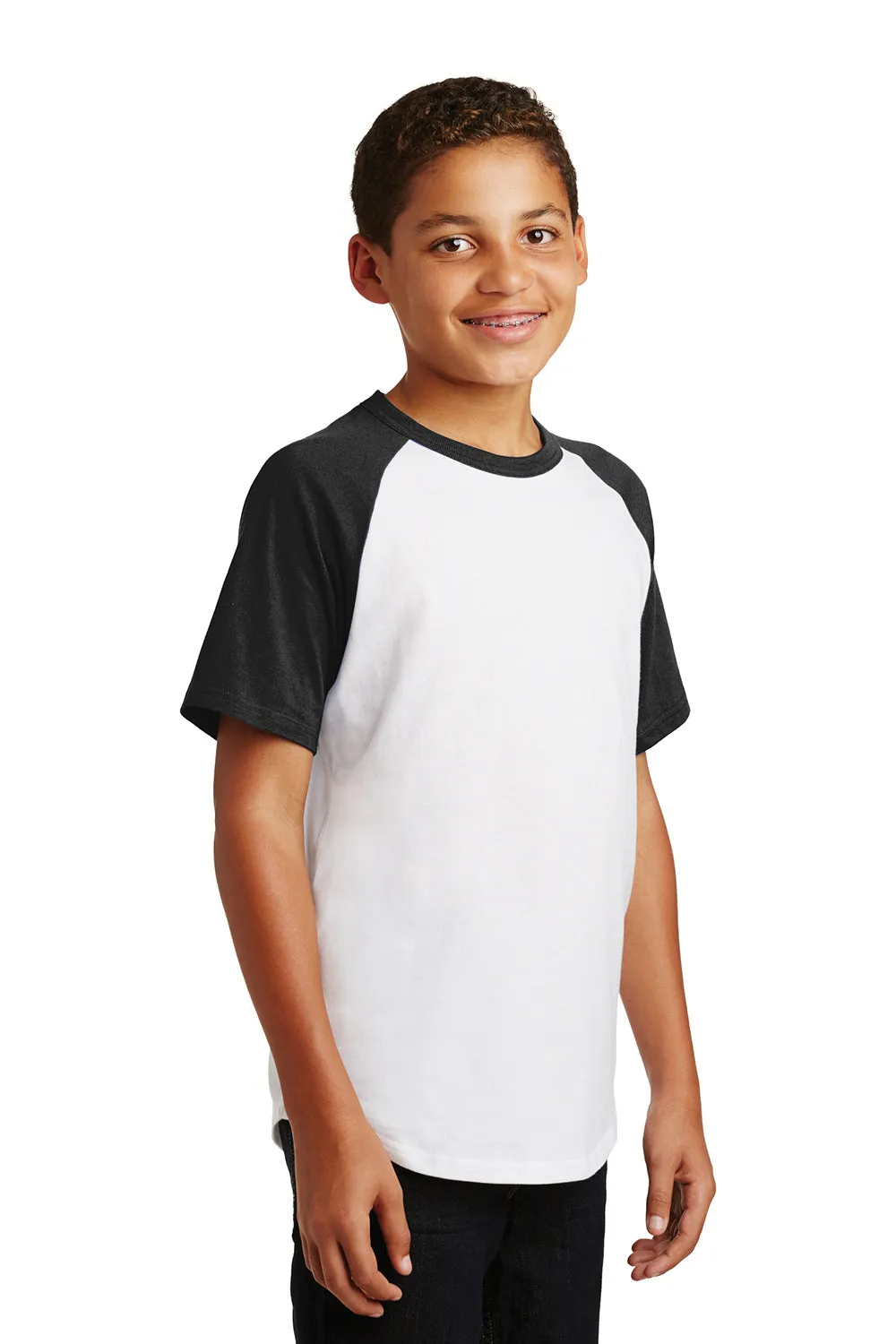 Sport-Tek Youth Short Sleeve Crewneck T-Shirt - White/Black
