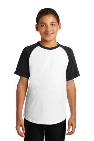 Sport-Tek Youth Short Sleeve Crewneck T-Shirt - White/Black