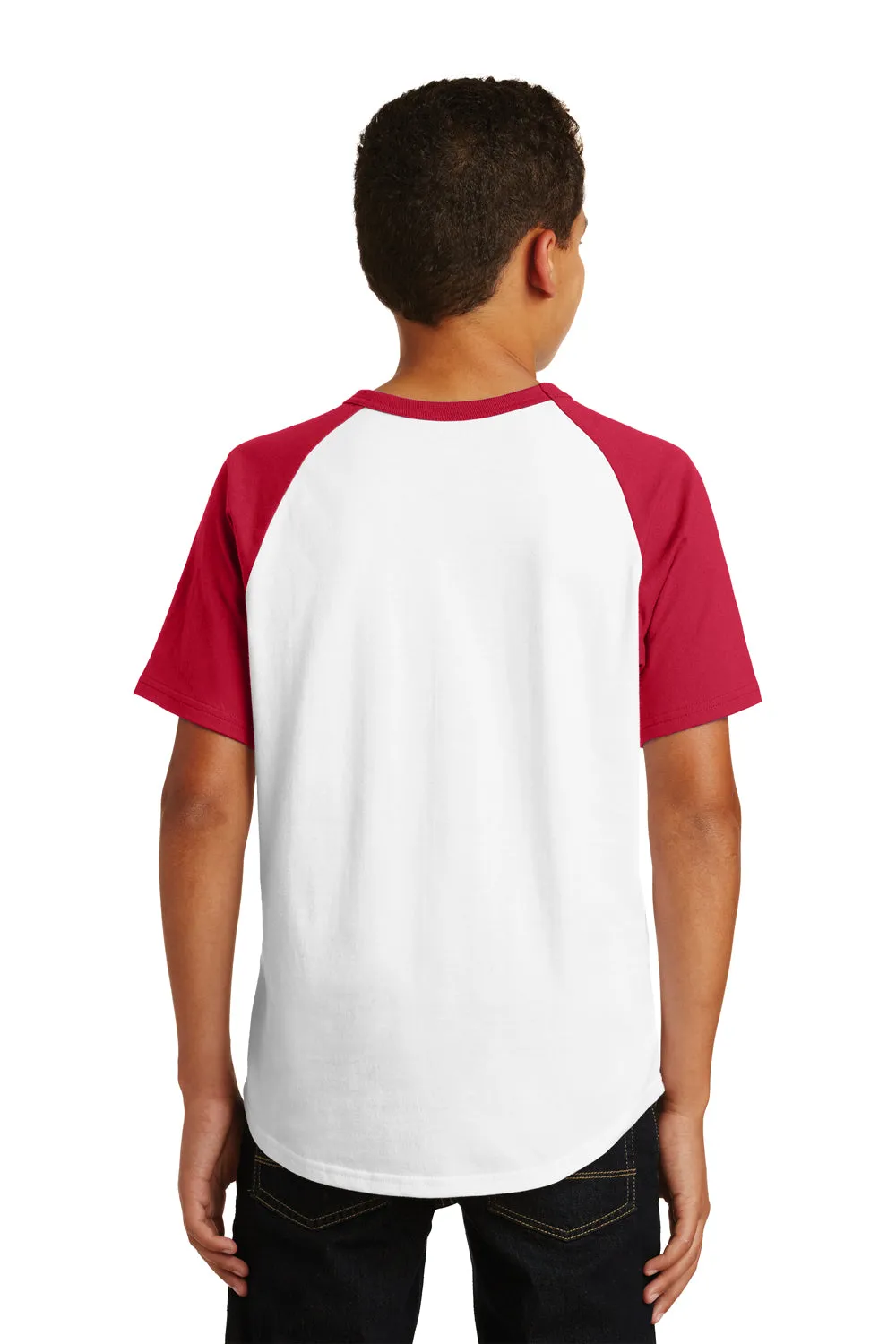 Sport-Tek Youth Short Sleeve Crewneck T-Shirt - White/Red