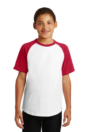 Sport-Tek Youth Short Sleeve Crewneck T-Shirt - White/Red