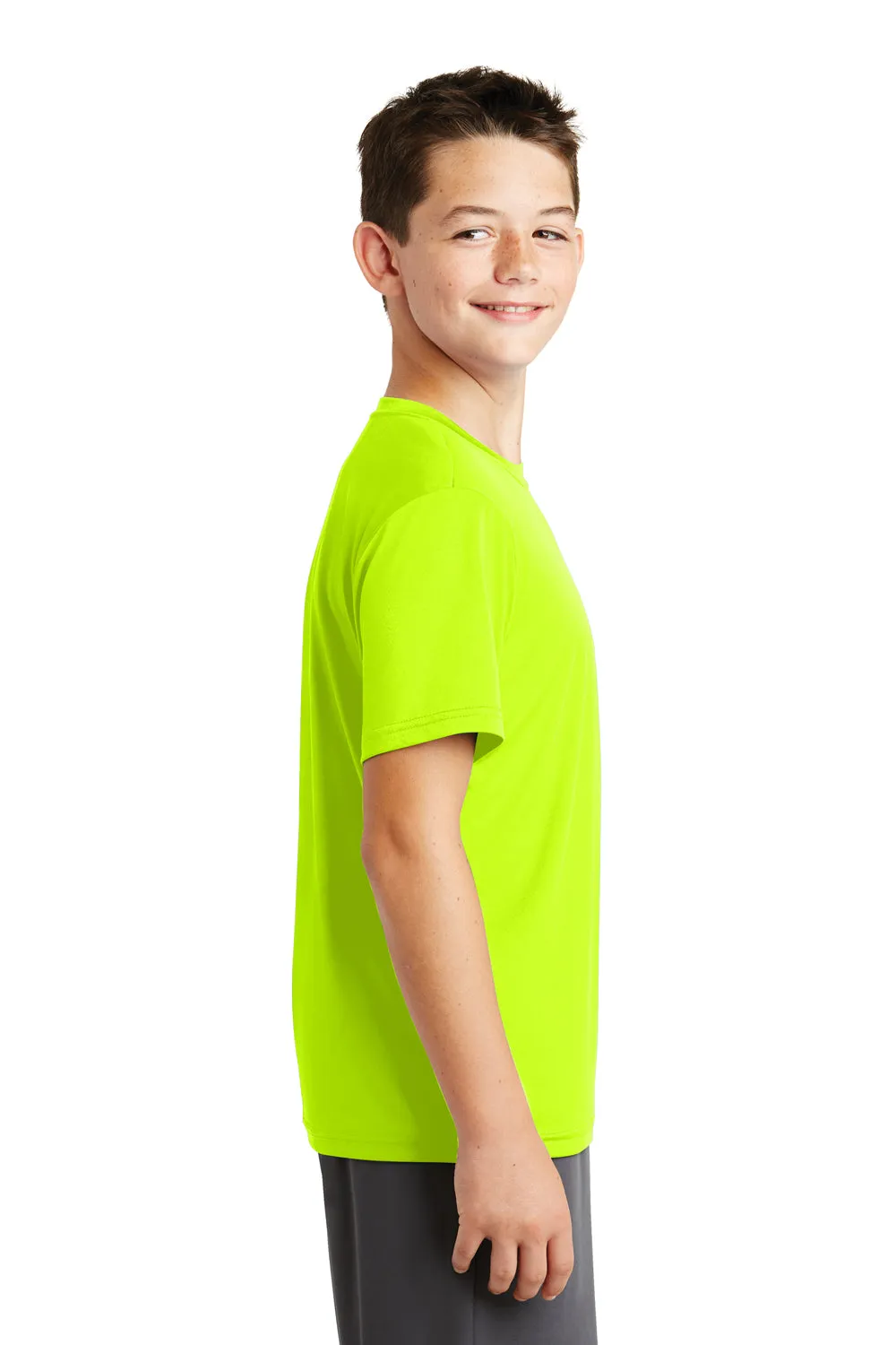 Sport-Tek Youth Tough Moisture Wicking Short Sleeve Crewneck T-Shirt - Neon Yellow - Closeout