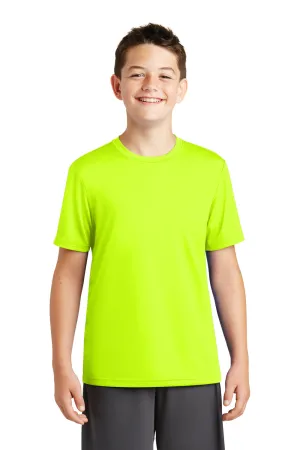 Sport-Tek Youth Tough Moisture Wicking Short Sleeve Crewneck T-Shirt - Neon Yellow - Closeout