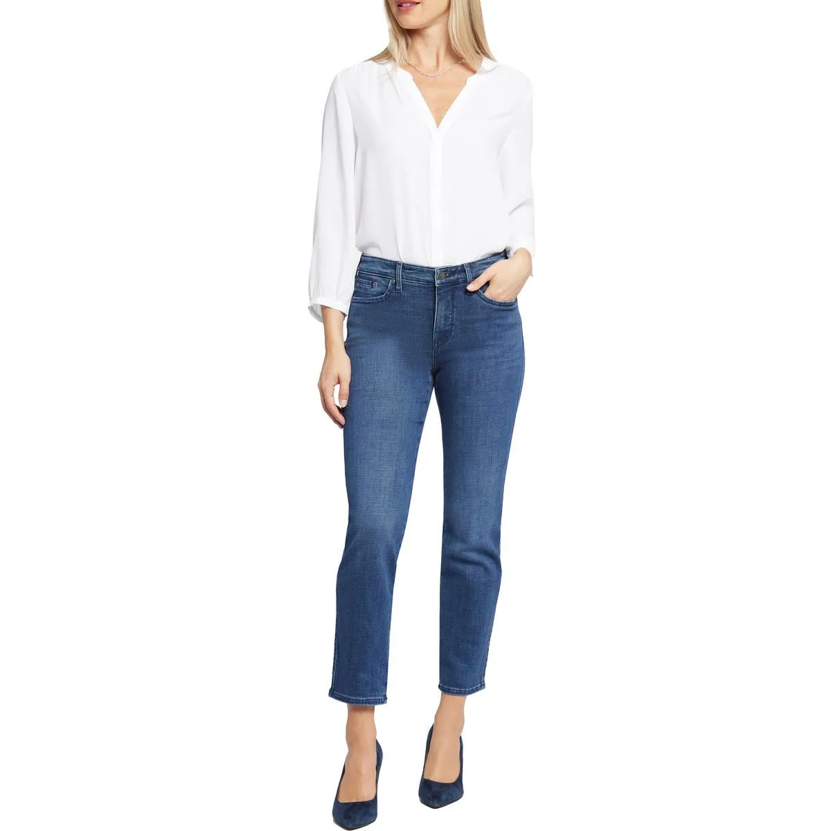 Stella Womens Denim Tapered Straight Leg Jeans