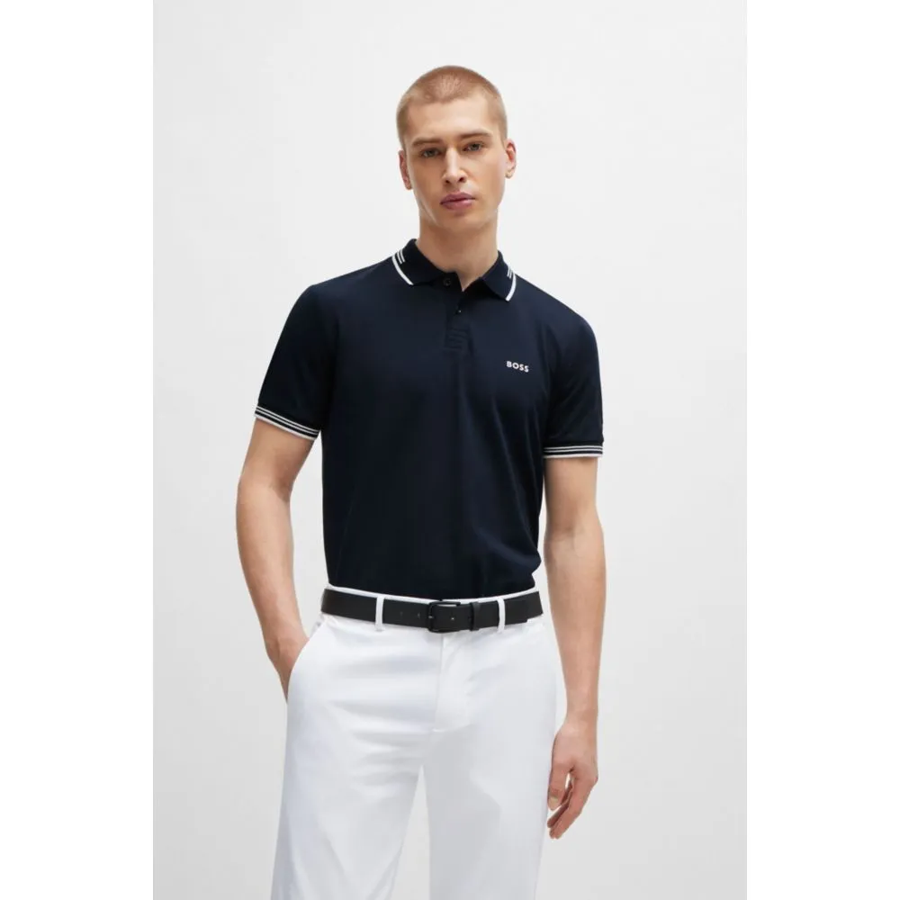 Stretch-cotton slim-fit polo shirt with branding